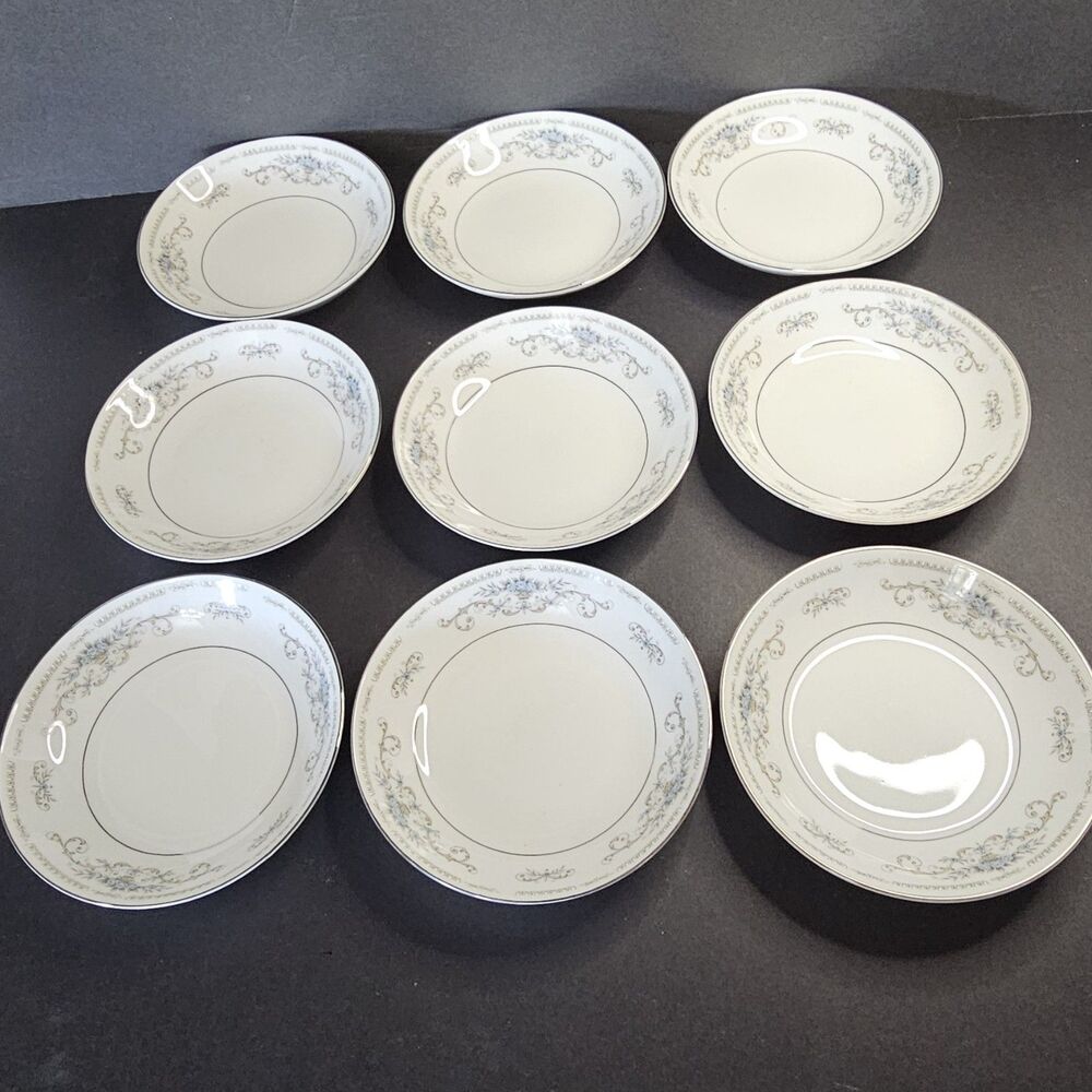 Diane Japan Set of 9 Dessert Bowls/Plates Fine Porcelain China Vtg 1980s